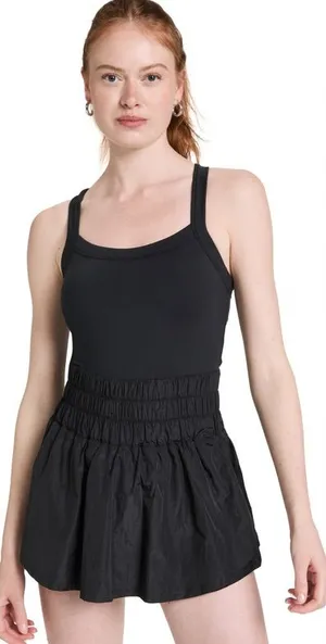 Free People FP Movement Way Home Sleeveless Cross Back Skortsie Black XS thumbnail 1
