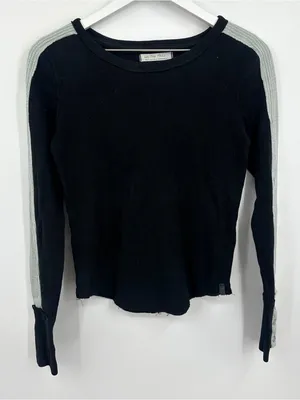 We The Free Tasha Black Thermal Long Sleeve Shirt Size Small Boho thumbnail 7