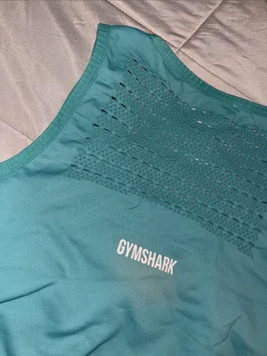 Gymshark Seamless Teal Crop Tank • Mesh Ventilation • Women’s M • Athleisure thumbnail 6