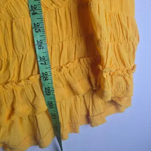 Free People 19Y So Scenic Mini Dress Yellow Cotton Boho Ruffle Oversized XS‎ thumbnail 11