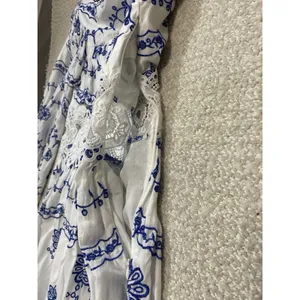 ASOS EDITION White Blue Embroidered Maxi Dress Lace Long Sleeve US 2 . thumbnail 16