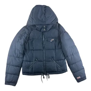 2000's Hollister Navy Blue Hooded Puffer Jacket Down Quilted Coat Large Y2K thumbnail 2
