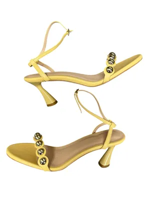 Tuckernuck Ava Heels Open Toe Ankle Strap Sandals Light Butter Yellow 6.5 $275 thumbnail 4