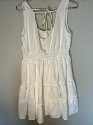 White Tiered Sleeveless Rush Summer Dress thumbnail 3