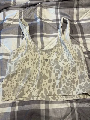 lululemon athletica align Neutral Gray & Cream Animal Print Crop Top thumbnail 2