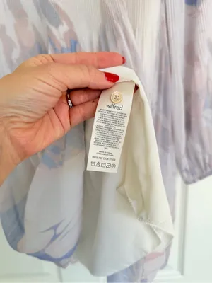 Aritzia Wilfred Daydreamer Pastel Flowy Mini Dress Long Sleeve Size S Lavender thumbnail 4
