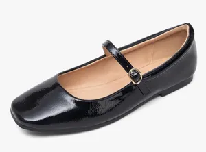 NEW Black Patent Mary Jane Flats Round Toe Ankle Strap Buckle Ballet Flats 9 thumbnail 1