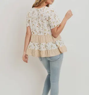 Anthropologie Womens Paper Crane Kourt Spring Floral Tiered Top - Sz XS thumbnail 2