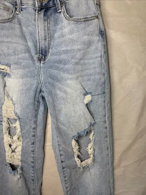 Risen Light Blue Distressed Boyfriend Jeans thumbnail 5