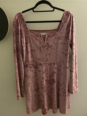 Aeropostale Dusty Rose Velvet Long Sleeve Dress thumbnail 1