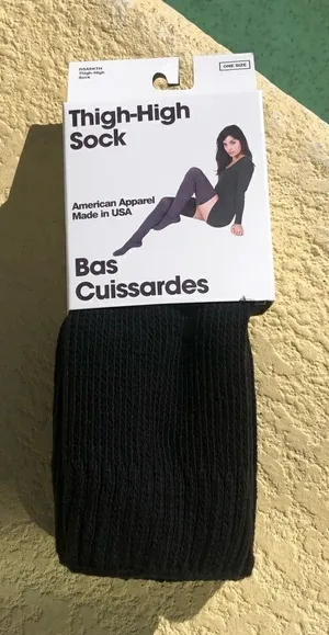 New American Apparel Black Thigh High Socks vintage original tall Y2K 2000s rare thumbnail 1