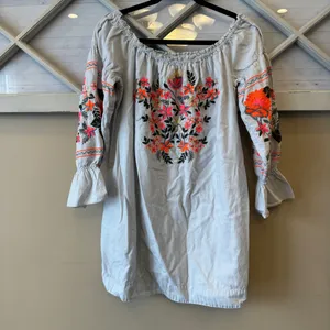 We The Free Free People Women's Light Blue Fleur Du Jour Embroidered Mini Dress Size M‎ thumbnail 3
