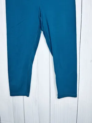 Yogalicious Cropped Athletic Leggings Womens Large (28x21) Deep Teal Blue thumbnail 3