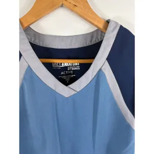 Greys Anatomy Active Short Sleeve Blue Color Block Scrub Top Size Small thumbnail 3