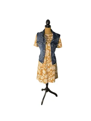 LOFT Womens XS Brown Floral A-Line Dress NWT Cottagecore 90s Butter Mom Fall thumbnail 5