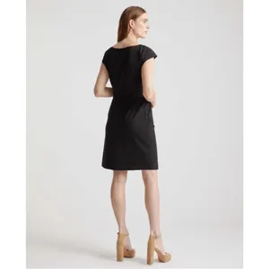 Quince Black Ultra Stretch Ponte Knit Cap Sleeve Dress Size Medium Minimalist thumbnail 2