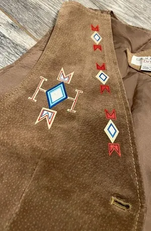 Cambridge Dry Goods 100% Leather Vest Small Lined Western Aztec Southwestern thumbnail 7