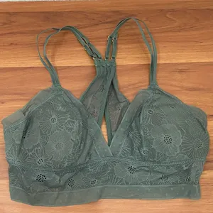 AERIE Pop Lace Olive Sage Green Padded Bralette Size M thumbnail 5