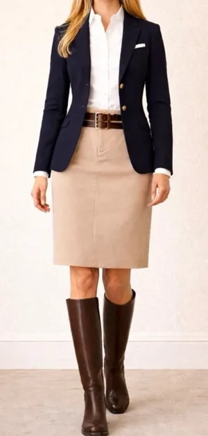 Vintage Lauren Ralph Lauren Khaki Pencil Skirt 6 Double Buckle thumbnail 1