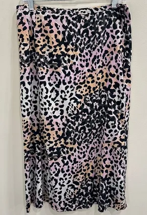 Veronica Beard Diane Stretch‎ Silk Leopard Print Midi Slip Skirt Lilac Multi 10 thumbnail 1