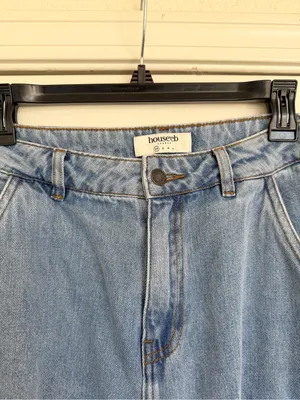 House of CB Light Wash Wide Leg Utility Cargo Denim Blue Jeans XS thumbnail 5