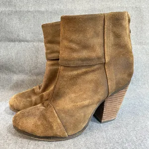 Rag & Bone Women's 37 Newbury Ankle Boots‎ Distressed Brown Suede Heeled- FLAWED thumbnail 8