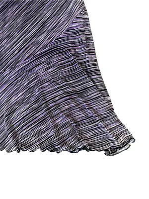 Vintage Purple Black Striped Midi Slip Skirt Ruffle Hem 90s Y2K Fairy Grunge thumbnail 2