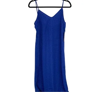 Lulus Blue Polka Dot Spaghetti Strap Casual Slip Dress Womens S Midi Coquette thumbnail 2