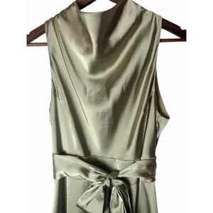 Antonio Melani Kinnon Satin Sage Green Drape Neckline Self Tie Dress 6 thumbnail 2