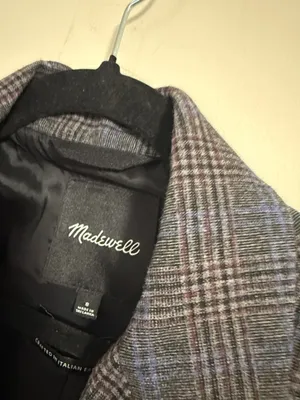 Madewell The Rosedale Blazer Women's 8 Gray Blue Plaid Wool Blend Jacket Classic thumbnail 6
