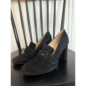 Marc Fisher Garlan black suede loafer heels size 7 thumbnail 3