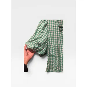 Old Navy Puff-Sleeve Gingham Wrap Mini Dress Green/White Large Petite thumbnail 4
