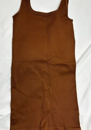 Ribbed mini dress Brown Size S 90% Nylon 10% Spandex thumbnail 1
