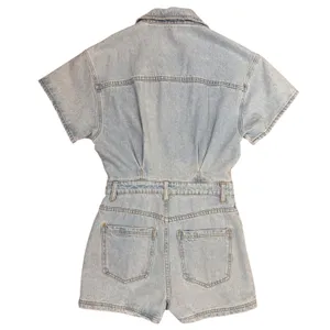 Le‎ Lis Collection Womens Light Wash Denim Utility Romper Short Sleeve Small NEW thumbnail 4
