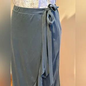 Green Envelope Los Angeles NWTS Green Ruffle Drape Wrap Look Long SideTie SZ S thumbnail 4