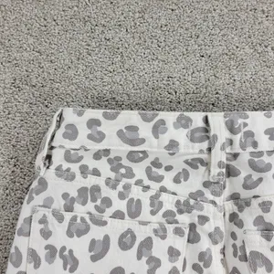 Abercrombie & Fitch Womens Mom Jeans 2 White Gray Leopard Raw Hem Slim Fit Denim thumbnail 6