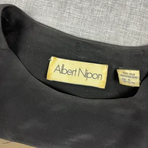 Vintage Albert Nipon Blouse Womens 6 Brown Striped Round Neck Long Sleeve‎ Silk thumbnail 7