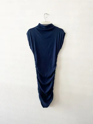 Michael Stars Gia Mock Navy Blue Ribbed Dress NWT Medium‎ thumbnail 2
