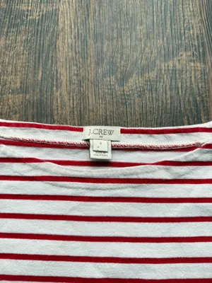 J Crew Women’s Red and White Striped Boatneck Nautical Long Sleeve Cotton Tee- S thumbnail 5