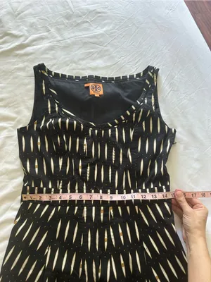 Tory Burch White And Black Patterned Sleeveless Midi Dress Size 6 Medium thumbnail 9