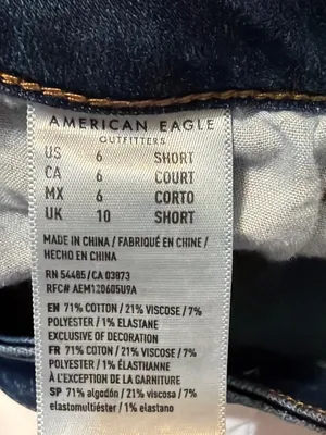 American Eagle Skinny Jeans Next Level Stretch Blue Denim Size 6 Short thumbnail 6