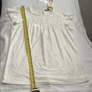 Adrianna Papell White Ruffled Cap Sleeve Blouse thumbnail 4