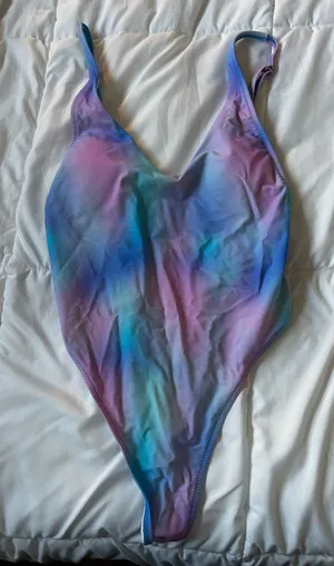 Tie dye thong one piece bathing suit Purple Size M thumbnail 1