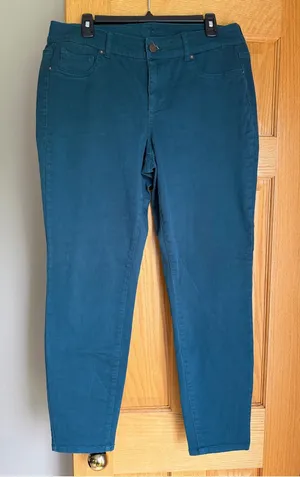 Maurices Colored Skinny Jeans Pants Teal Blue Green Plus Size 14W Regular thumbnail 1
