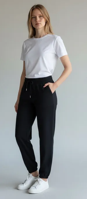 NWT SAGE Women’s Relaxed Jogger XXL Black Drawstring Lounge Pants thumbnail 1