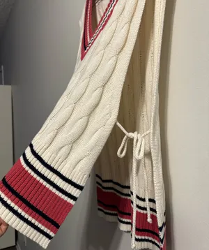 Free People Coastal Prep Poncho Vest Cable Knit thumbnail 4