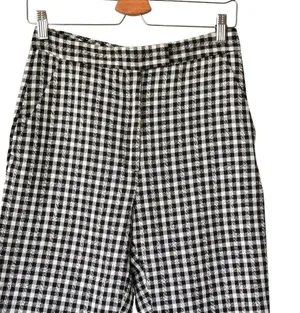 NWT ZARA Gingham straight leg Black and White Checkered Pants M thumbnail 5