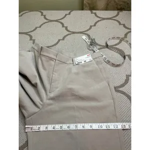 NWT Uniqlo Smart Brushed Herringbone Ankle Trousers Natural Size 30, MSRP $50 thumbnail 8