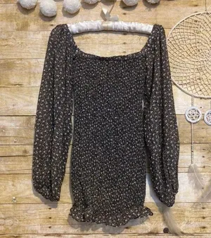 Beginning Boutique Off Shoulder Puffy Sleeve Shirred Dress thumbnail 4