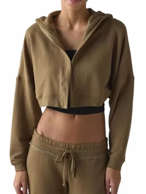 UO Soft Serve Terry Hooded Shrug Urban Outfitters Olive Small thumbnail 1